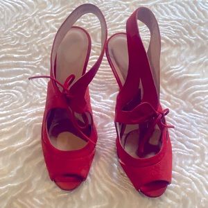 Sergio Rossi Suede Red Heels